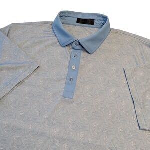 G/FORE‎ Golf Polo Shirt Mens XL Blue Geometric Swirl Performance Stretch Golf